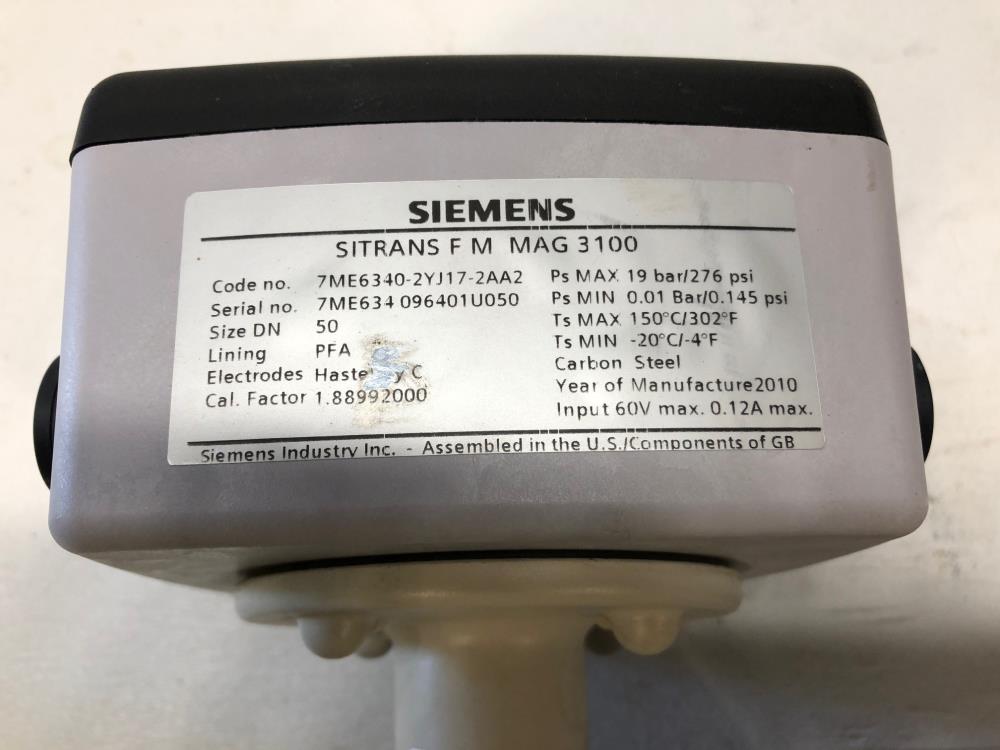 Siemens Sitrans FM MAG  3100 Electromagnetic Flow Sensor 7ME6340-2YJ17-2AA2